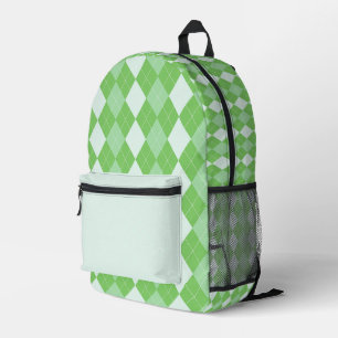 Imprimé Sac à dos à motif vert à carreaux