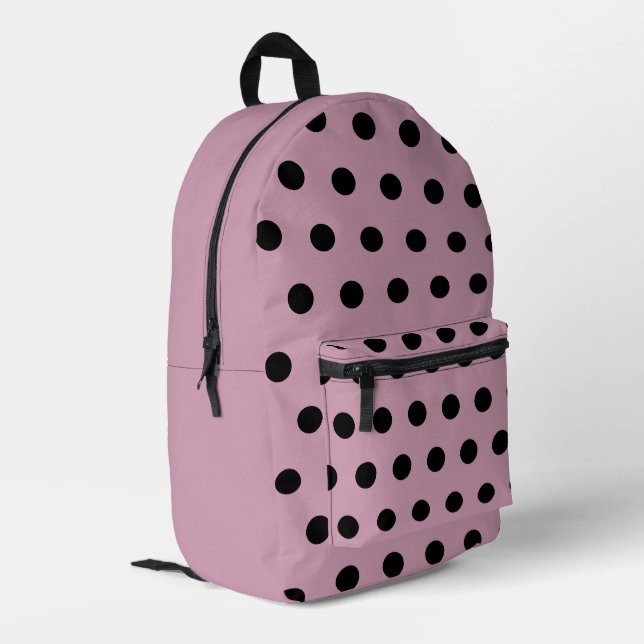 Imprimé Sac à dos à points Polka (rose et noir) (Coin arrière gauche)