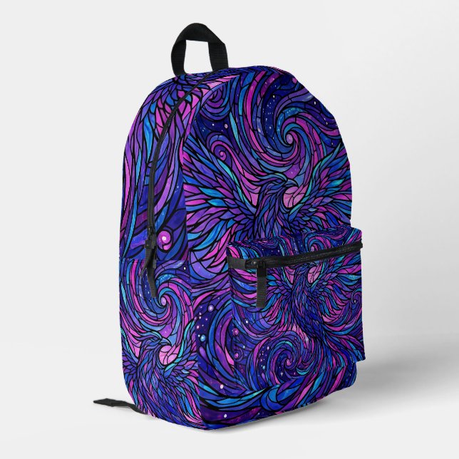 Imprimé Sac à dos abstrait Cosmic Purple Bird (Coin arrière gauche)