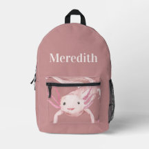 Sac à dos axolotl rose personnalisé