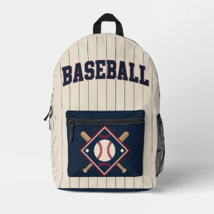 Imprimé Sac à dos Baseball Crest Cream Navy Pinstripe