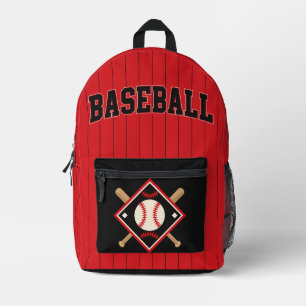 Imprimé Sac à dos Baseball Crête Rouge Noir Rayures
