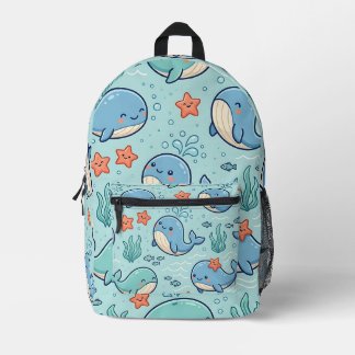 Imprimé Sac à dos bébé baleine – Motif océan pastel
