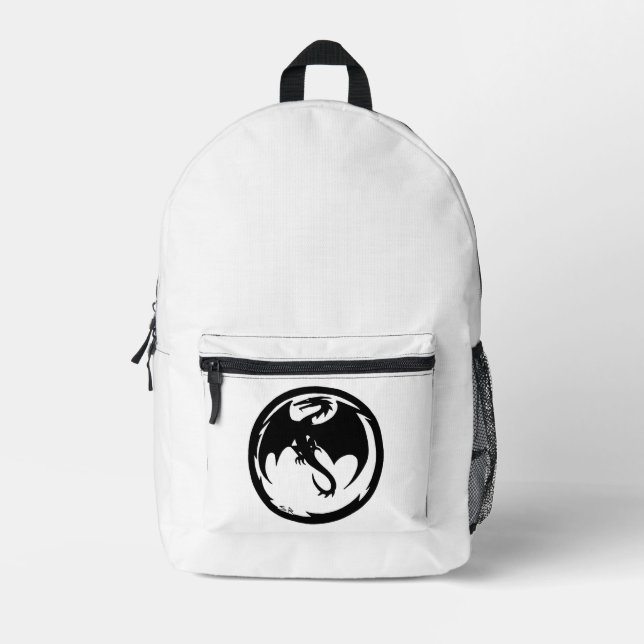 Imprimé sac à dos blanc Dragon noir (Recto)