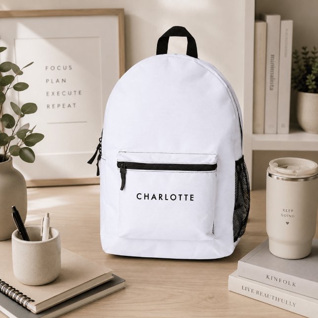 Imprimé Sac à dos blanc personnalisé moderne avec nom (Créateur téléchargé)