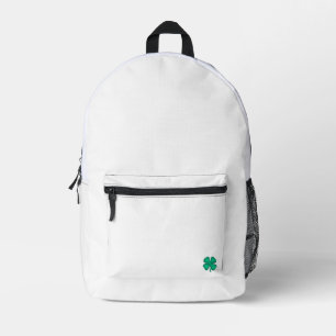 Imprimé Sac à dos blanc Trèfle irlandais Lucky 4 Leaf