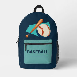 Imprimé Sac à dos bleu marine et sarcelle Batte de basebal