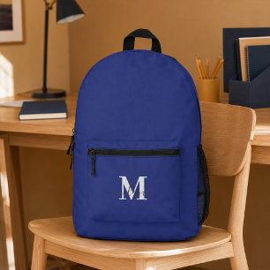 Imprimé Sac à dos bleu marine moderne avec monogramme pers