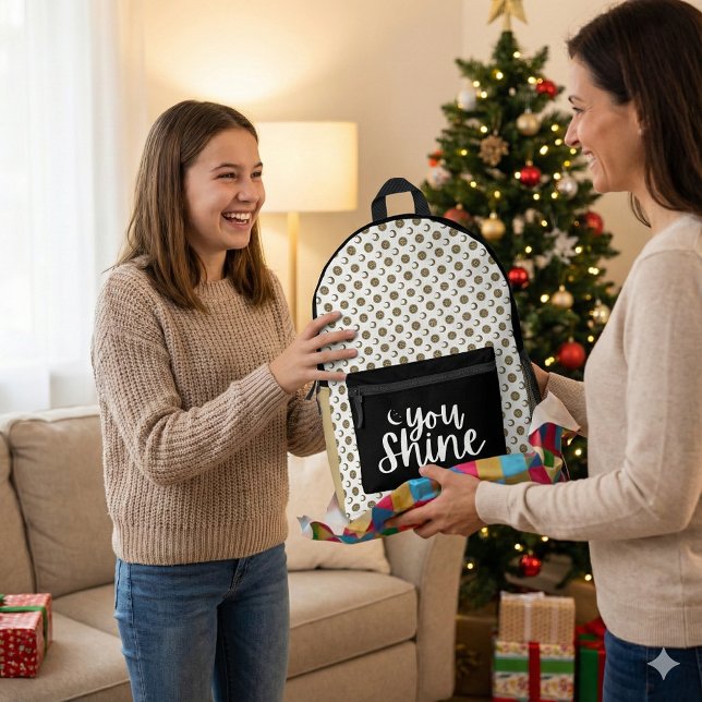 Imprimé Sac à dos brillant (Empower someone special with this, "You shine" moon backpack! )