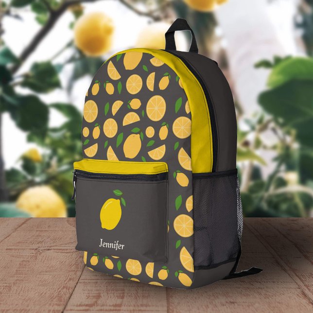 Imprimé Sac à dos Brown Motif citron (Lemon Pattern Backpack)