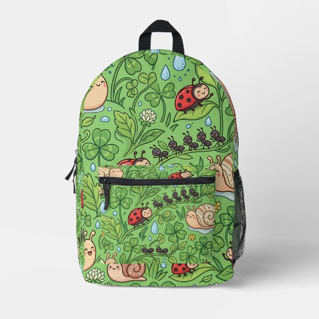 Imprimé Sac à dos Bug – Création de jardin escargot et coc (Recto)