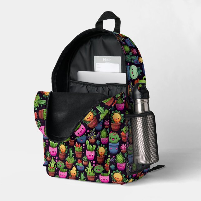 Imprimé Sac à dos Cactus Kawaii (Coin arrière droit (ouvert))