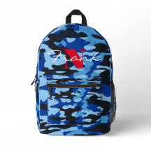 Sac à dos Camo bleu et noir - Nom/Logo personnalis
