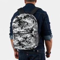 Sac à dos Camouflage Hiver – Neige givré Noir & Bl