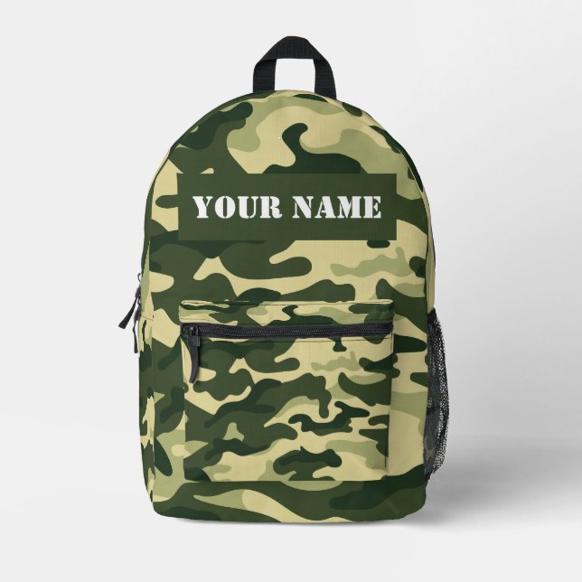 Imprimé Sac à dos camouflage vert avec nom personnalisé (Recto)