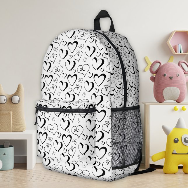 Imprimé Sac à dos coeurs noir et blanc (Créateur téléchargé)