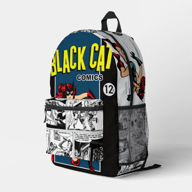 Imprimé Sac à dos Comics Black Cat des années 1940 (Coin arrière droit)