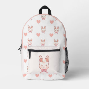 Imprimé Sac à dos Cute Pink Bunny & Hearts Pattern