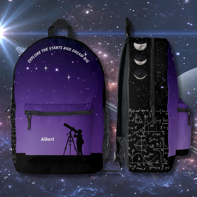 Imprimé Sac à dos d'astronomie pour ciel nocturne violet e (Night Sky Astronomy Backpack)