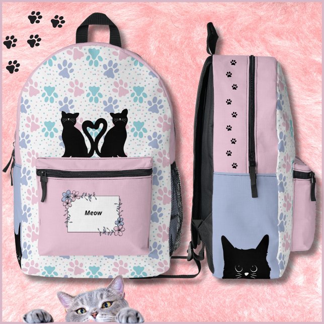 Imprimé Sac à dos de chat aux rêves pastel rose et violet (Pastel Dreams Cat Backpack)
