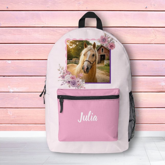 Imprimé Sac à dos de cheval Filles Jolis Poneys Fleurs Pas (Créateur téléchargé)