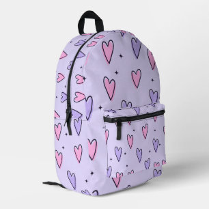 Imprimé sac à dos de coeur pourpre sac scolaire Voyage