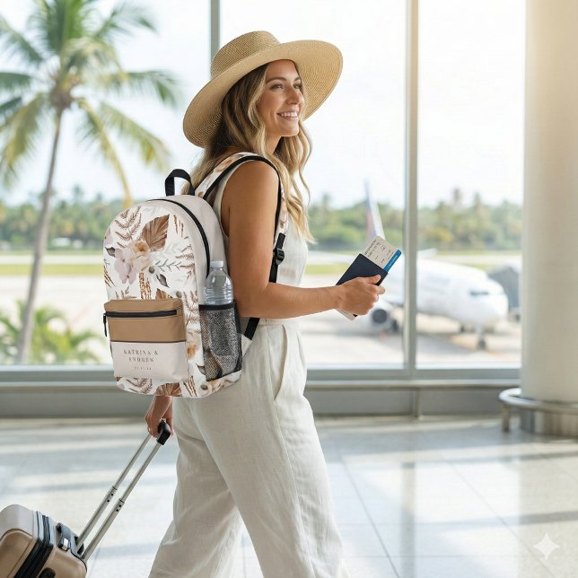 Imprimé Sac à dos de mariée florale aquarelle bohème (This beautiful boho personalized backpack would make a great gift for a new bride! )