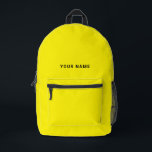 Imprimé Sac à dos de nom personnalisé jaune noir<br><div class="desc">Personnalisez facilement ce sac à dos simple et cool en ajoutant votre nom ou votre texte personnalisé. Un design cool et moderne en jaune et noir avec une police sans serif claire, pour un look moderne, professionnel et pointu, parfait comme cadeau personnalisé pour les étudiants de collège, lycée, enfants. Le...</div>