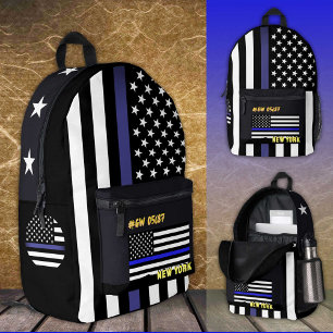 Imprimé Sac à dos de police, sac mince en ligne bleue, dra
