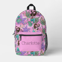 Sac à dos de sirène pour enfants avec nom sur poch
