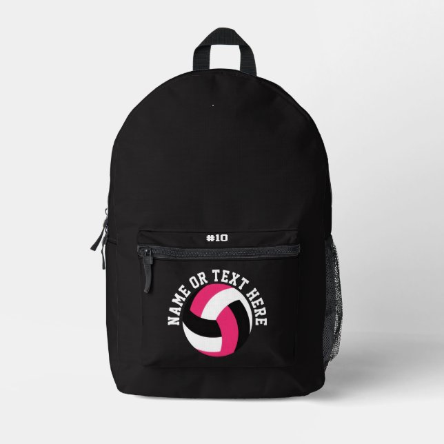 Imprimé Sac à dos de volley-ball rose Numéro d'équipe Écol (Recto)