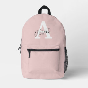 Imprimé Sac à dos de voyage élégant rose blush avec monogr