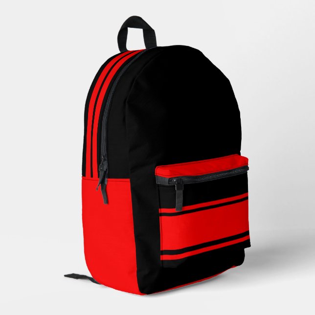 Imprimé Sac à dos design noir et rouge (Coin arrière gauche)