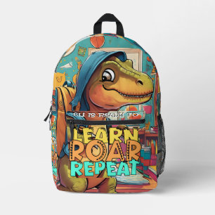 Imprimé Sac à dos Dino personnalisé - Apprendre, Rouler, R
