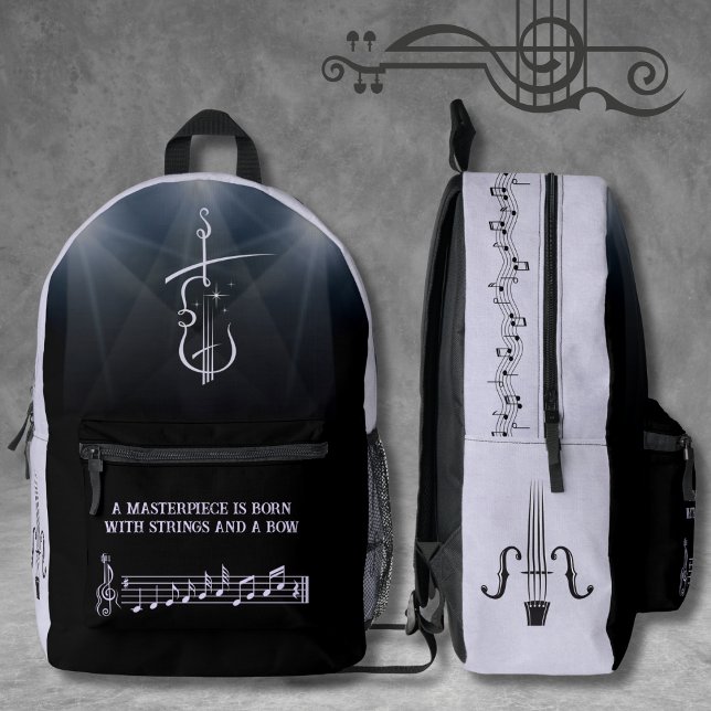 Imprimé Sac à dos d'orchestre Lavande et Noir Viola (Elegant and sweet gift idea for violist player)