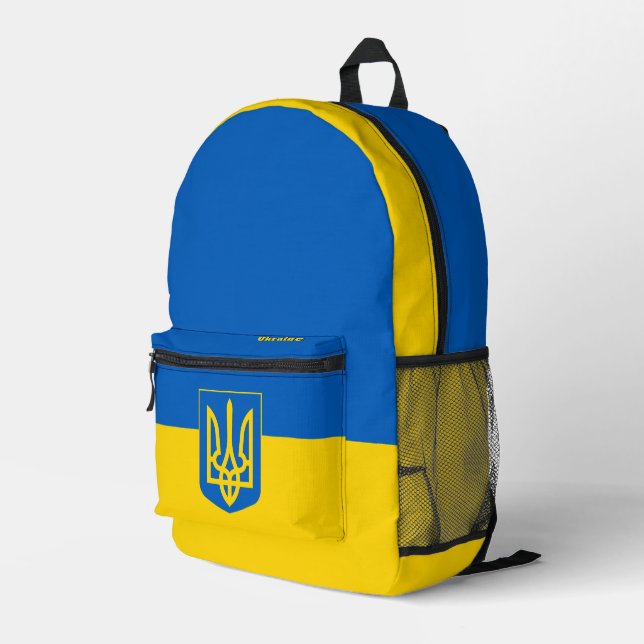 Imprimé Sac à dos Drapeau Ukrainien, Tryzub & Sac Ukraine, (Coin arrière droit)