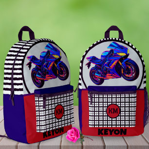 Imprimé Sac à dos école vélo de course personnalisé nom ga