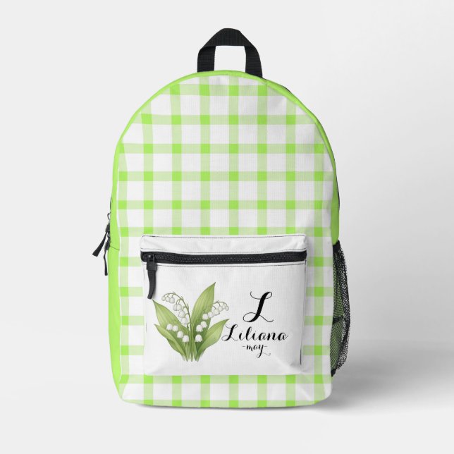 Imprimé Sac à dos écossais vert personnalisé de mai (Recto)