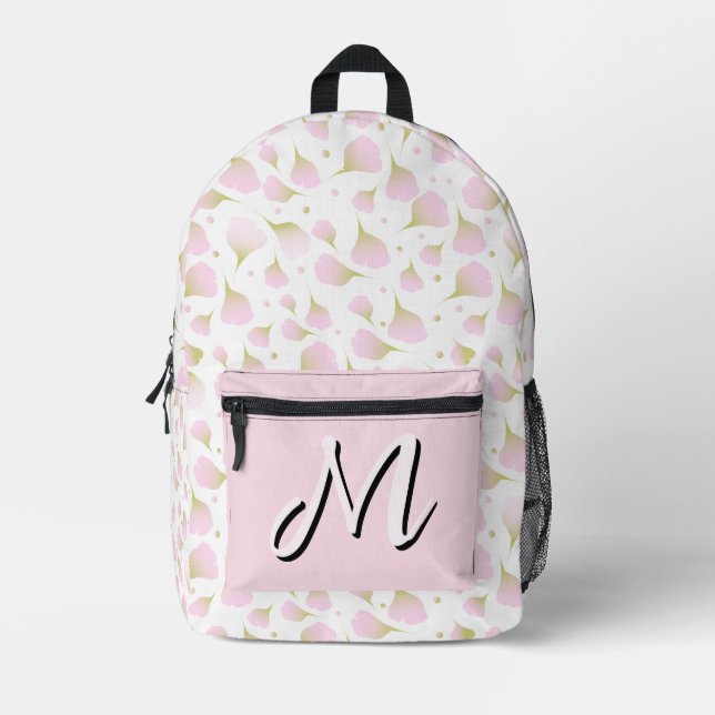Imprimé Sac à dos élégant à motif monogramme rose poudré (Recto)