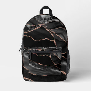 Imprimé Sac à dos élégant noir et agate or rose