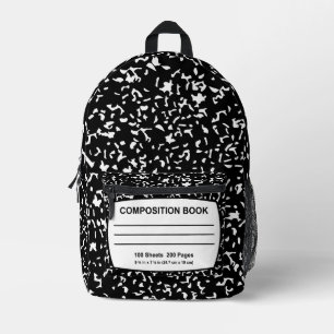Imprimé Sac à dos en Carnet de composition noir et blanc