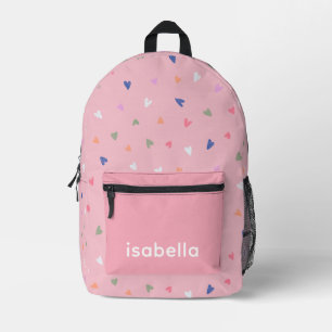 Imprimé Sac à dos fille coeurs mignons nom rose