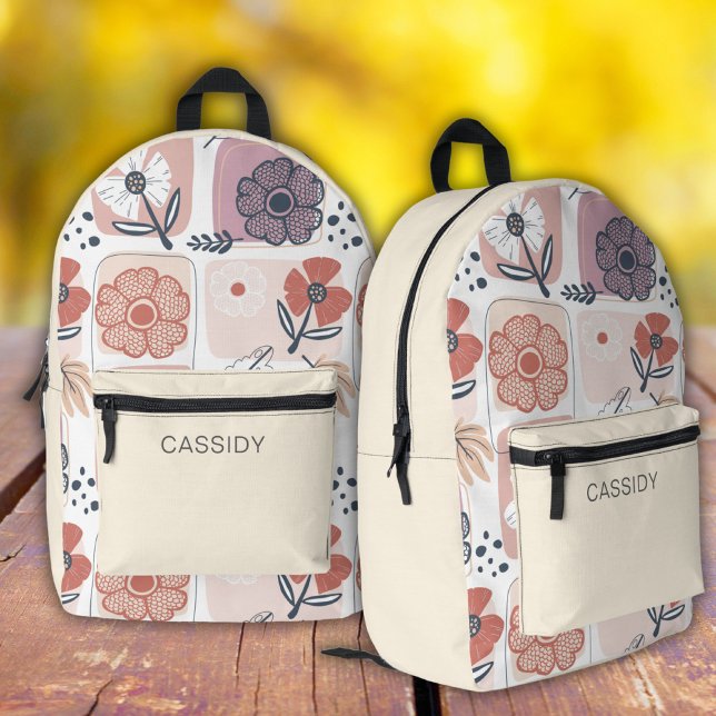Imprimé Sac à dos fille fleurs crème pastel esthétique  (Créateur téléchargé)