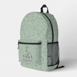 Imprimé Sac à dos fleuri vert pâle et Lilac personnalisé