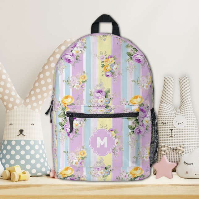 Imprimé Sac à dos floral à lavande rayée customisée (Créateur téléchargé)