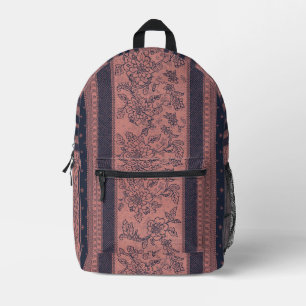 Imprimé Sac à dos floral rose poussiéreux et marine - Vint