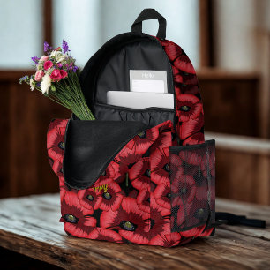 Imprimé Sac à dos floral rouge à motif de pavot personnali