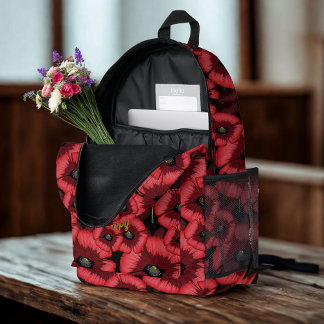 Imprimé Sac à dos floral rouge à motif de pavot personnali