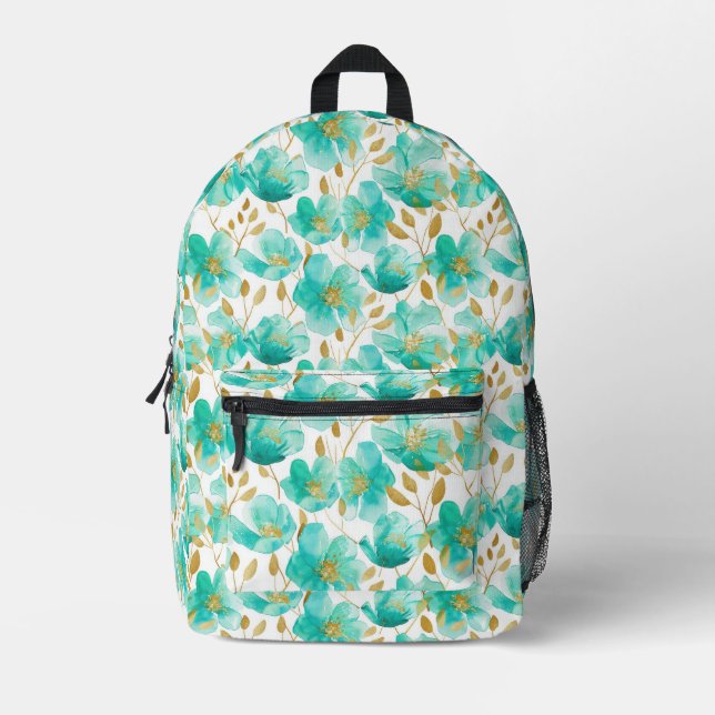 Imprimé Sac à dos floral sarcelle pour un style quotidien (Recto)