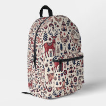 Sac à dos Forêt Nordique Cerf Poule Chèvre Art Pop